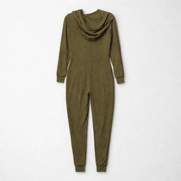 SAVAGE X FENTY Green gold Sparkly Hooded zip
Onesie Jumpsuit size large NWOT - Picture 4 of 8